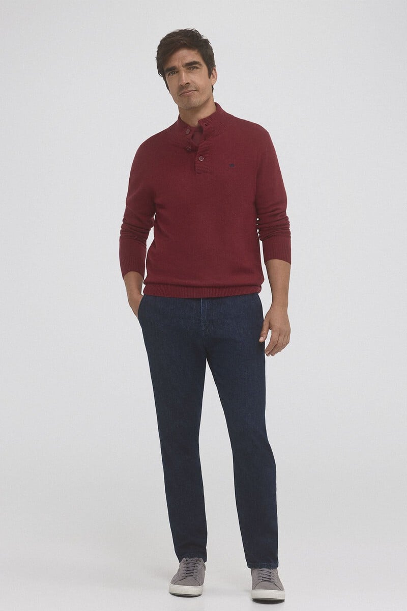 Cortefiel Jersey Lana Cashmere Cuello Alto Botones