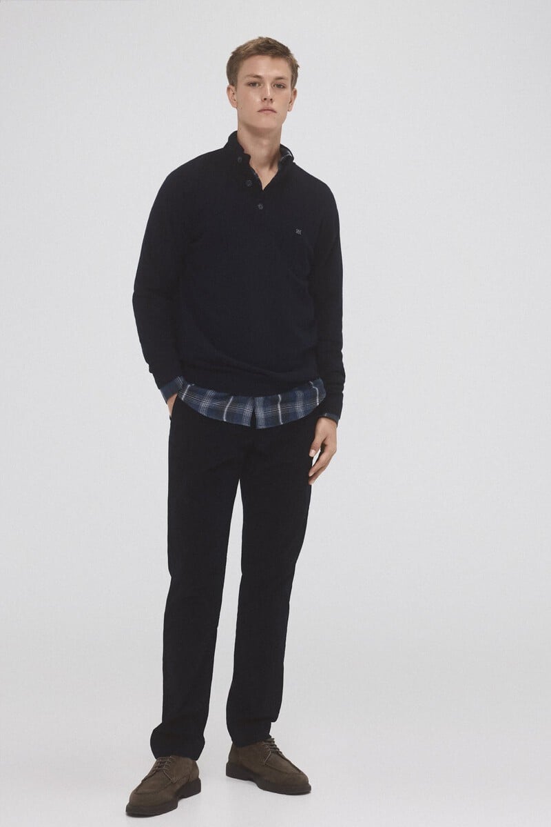 Cortefiel Jersey Lana Cashmere Cuello Alto Botones