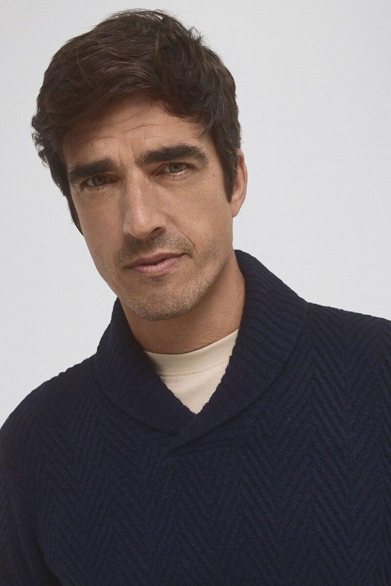 Cortefiel Jersey Lana Espiga Cuello Abierto