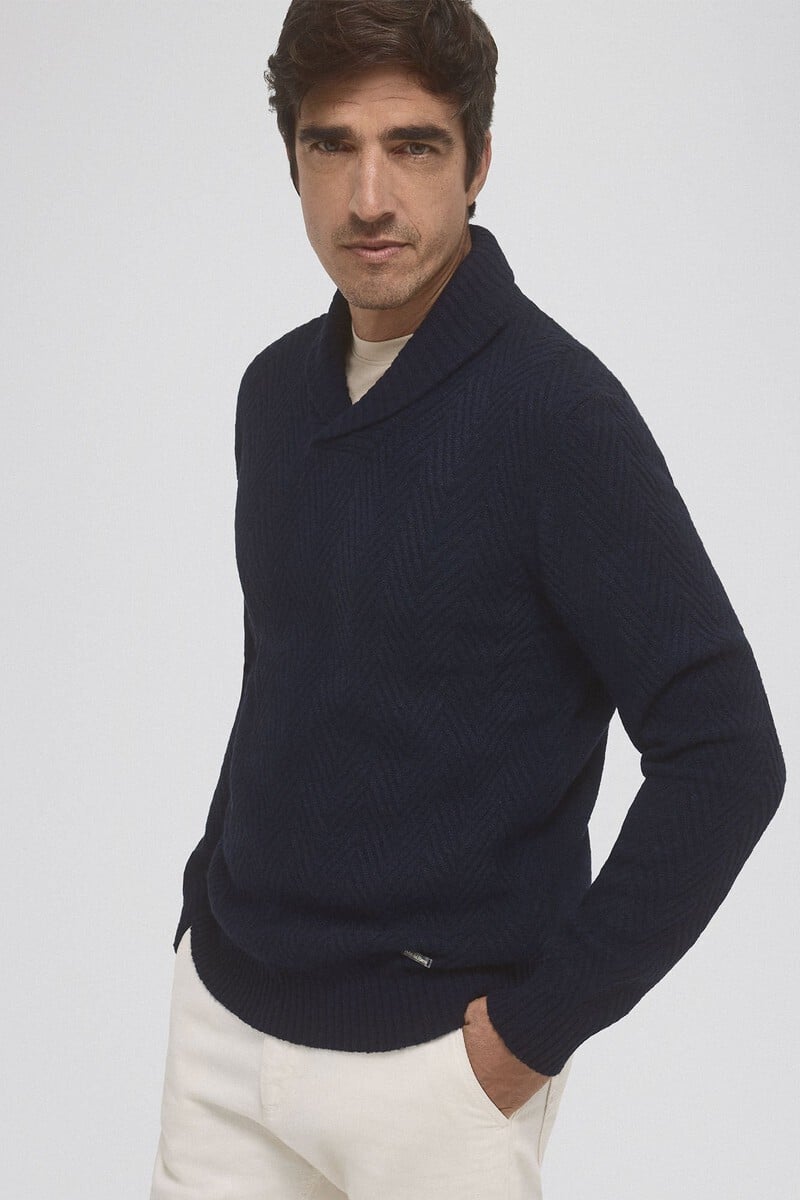Cortefiel Jersey lana espiga cuello abierto