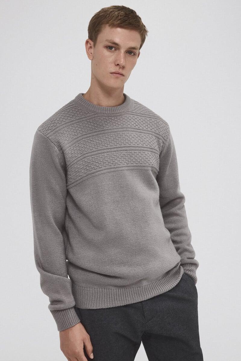 Cortefiel Jersey lana fantasía cuello redondo