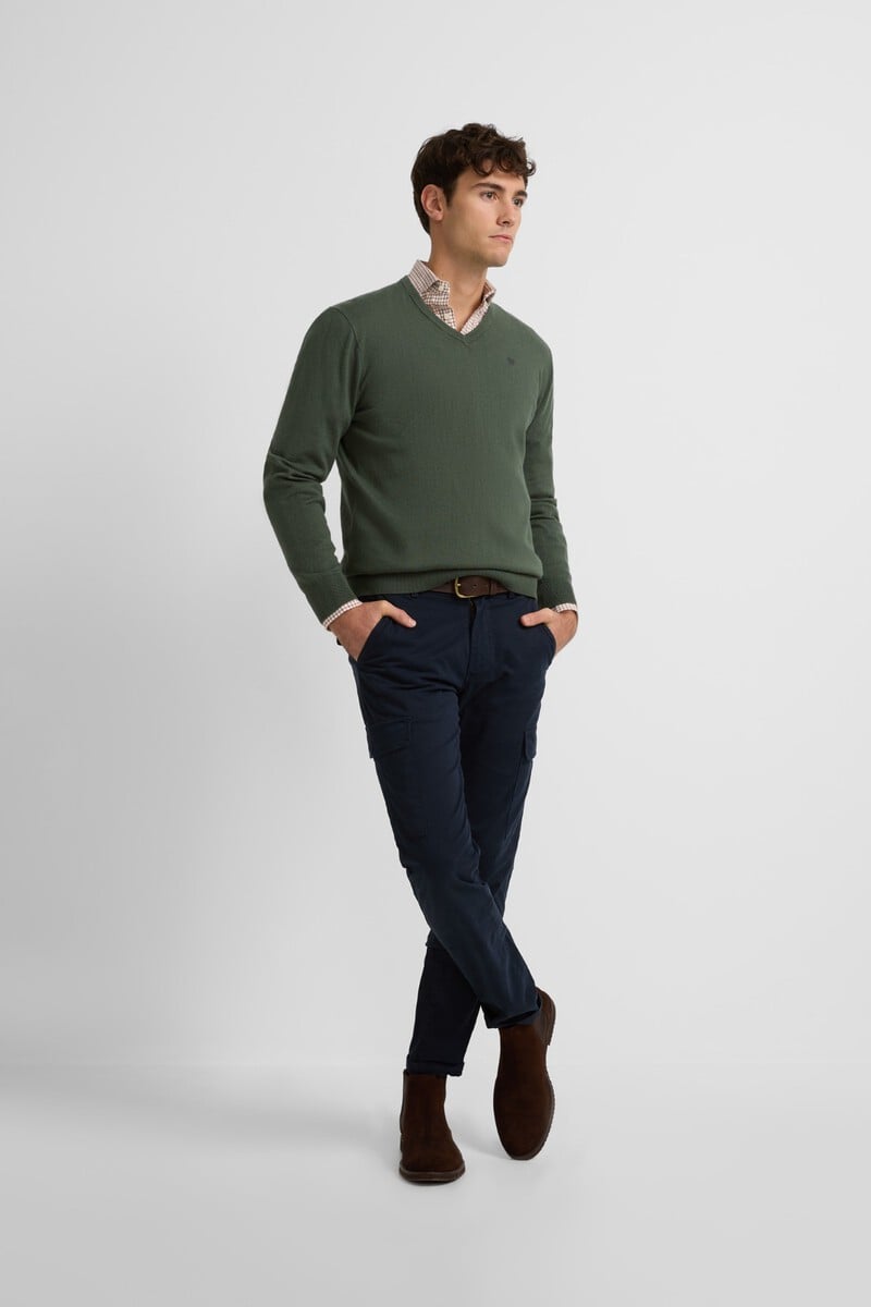 Cortefiel Jersey Liso Cuello Pico