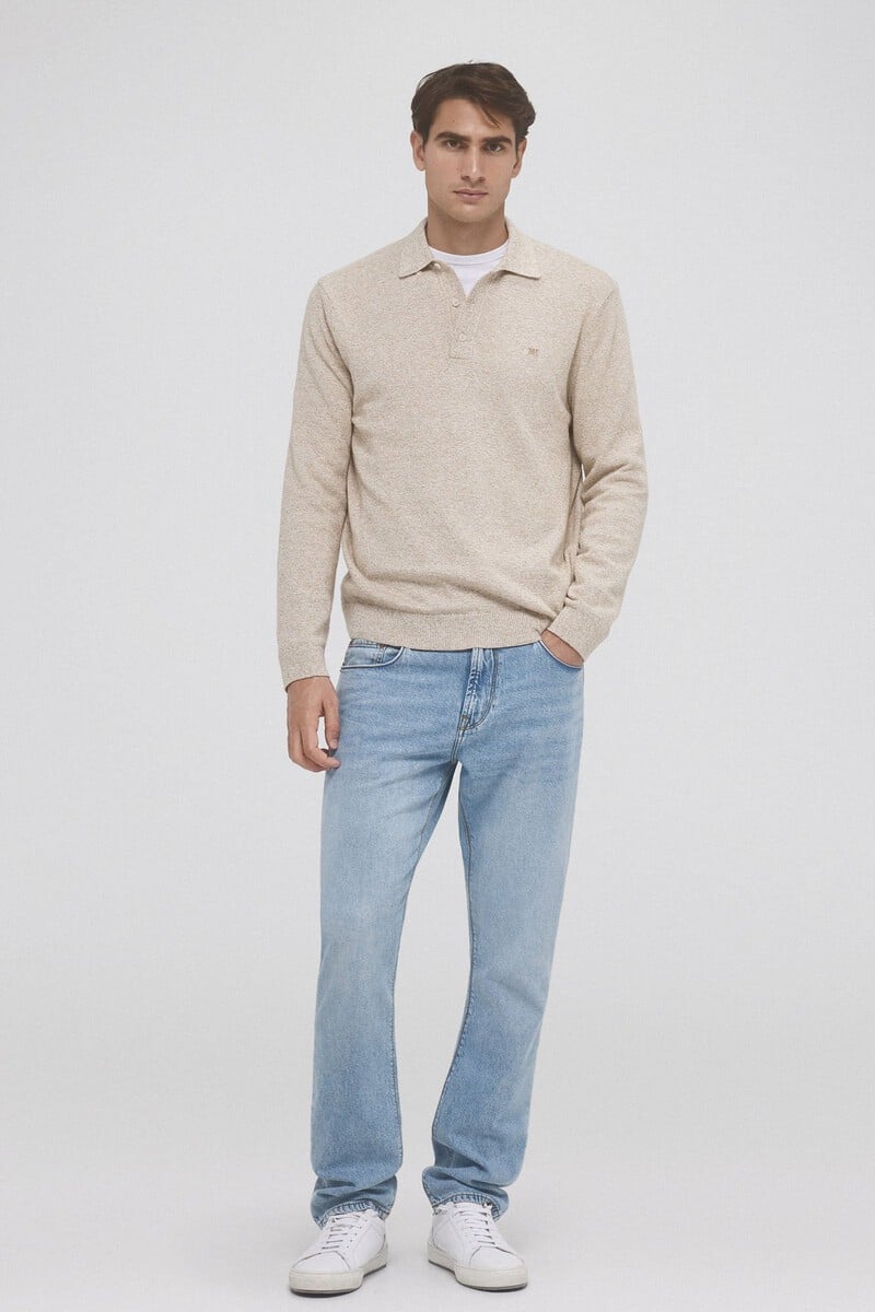 Cortefiel Jersey Punto Algodón Cuello Polo Torzal