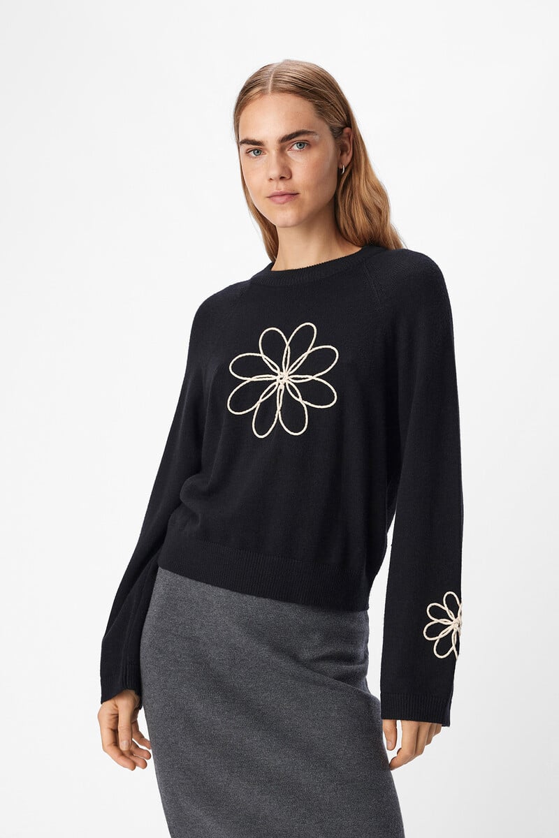 Cortefiel Jersey punto bordado flor