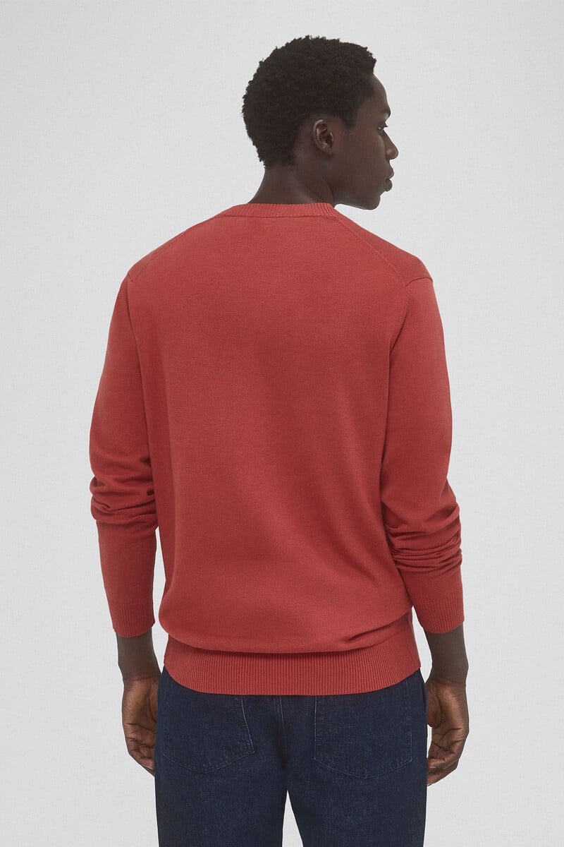 Cortefiel Jersey Punto Fino Algodón Cuello Pico