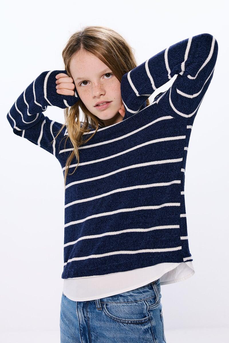 Cortefiel Jersey rayas marinera niña