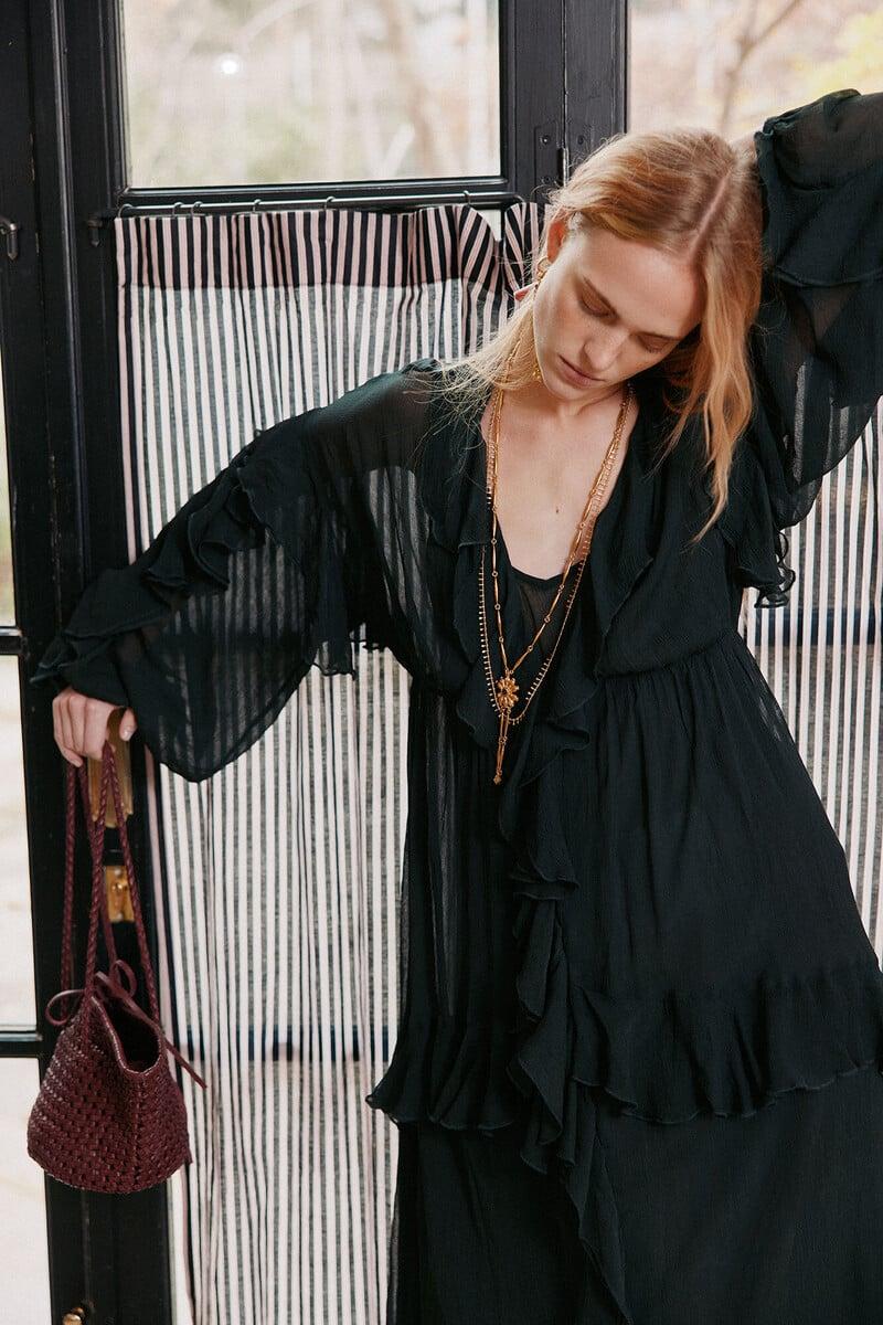 Cortefiel Laura. Vestido Volantes Midi