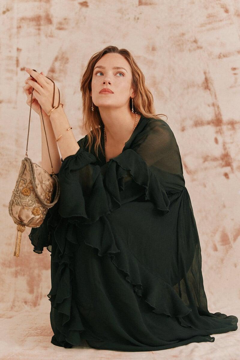 Cortefiel Laura. Vestido Volantes Midi