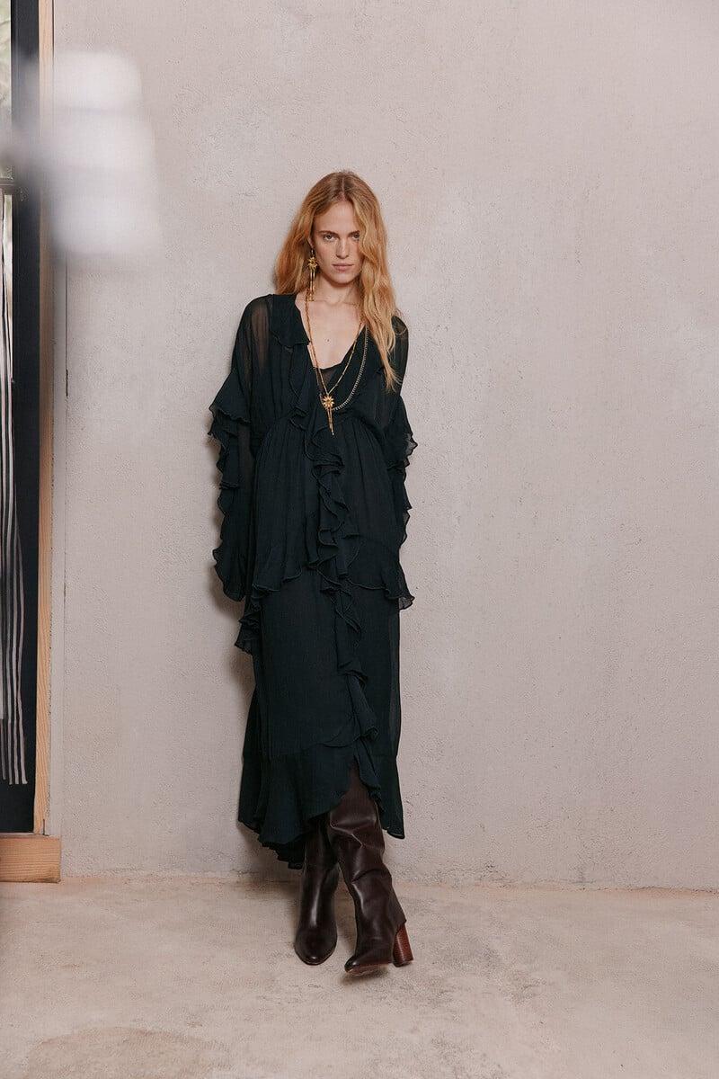 Cortefiel Laura. Vestido volantes midi