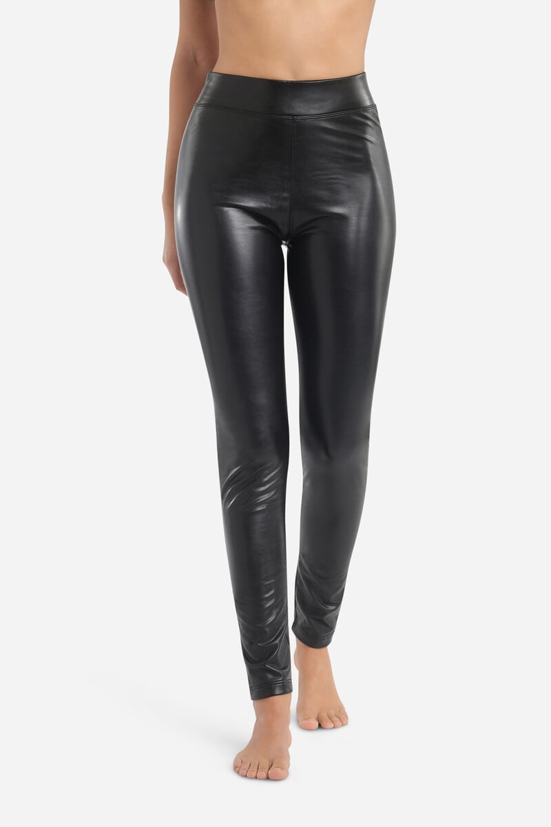 Cortefiel Legging largo efecto cuero de mujer
