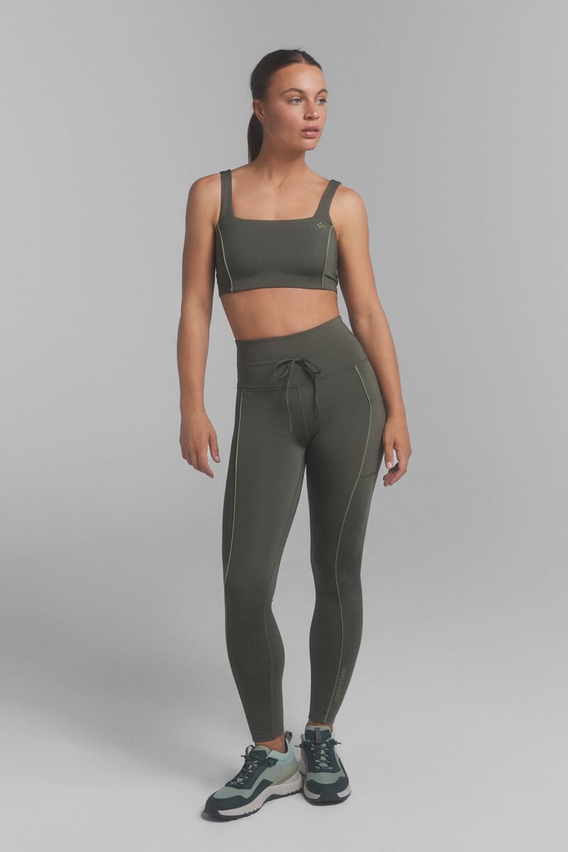 Cortefiel Leggings 4D STRETCH kaki oscuro
