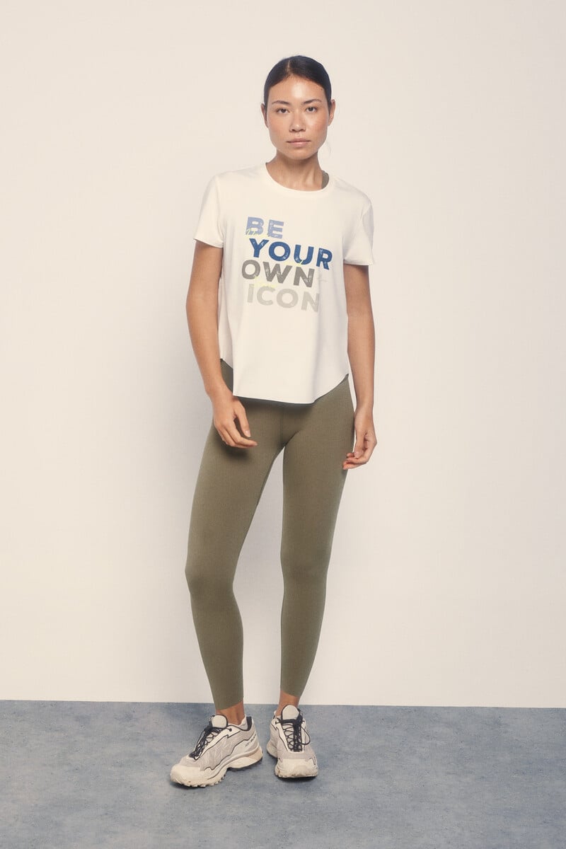 Cortefiel Leggings COMPRESSIVE Caqui Logo
