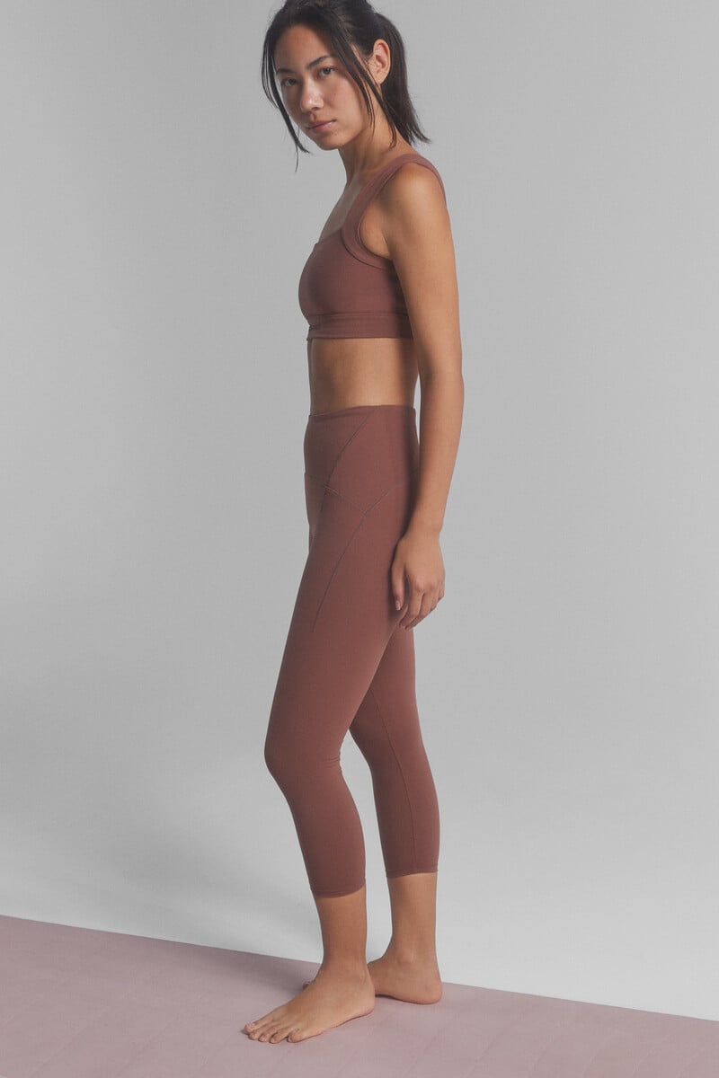 Cortefiel Leggings SOFT MOVE Crop Marrón