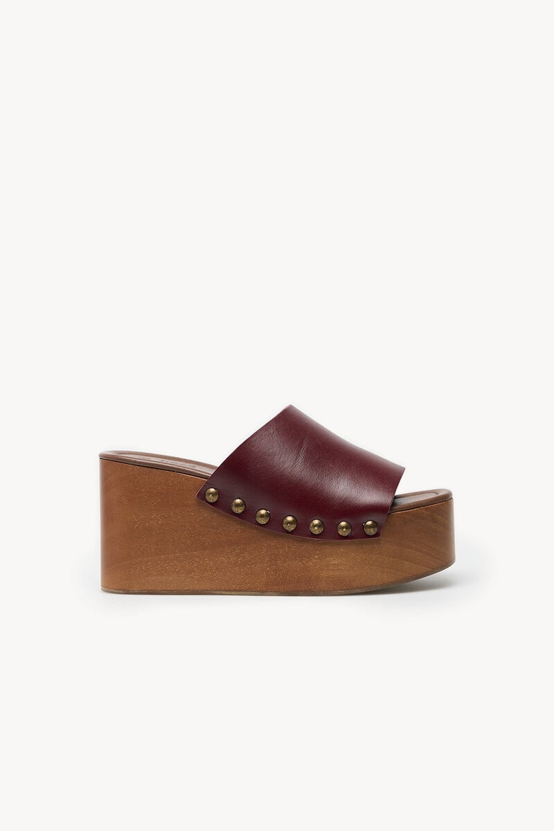 Cortefiel María. Zueco piel y madera