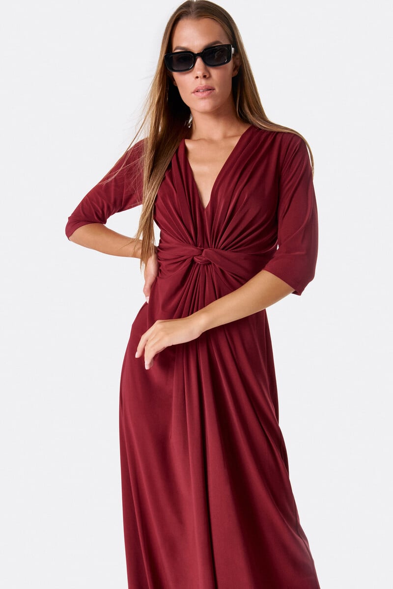 Cortefiel Maxi Vestido Con Nudo