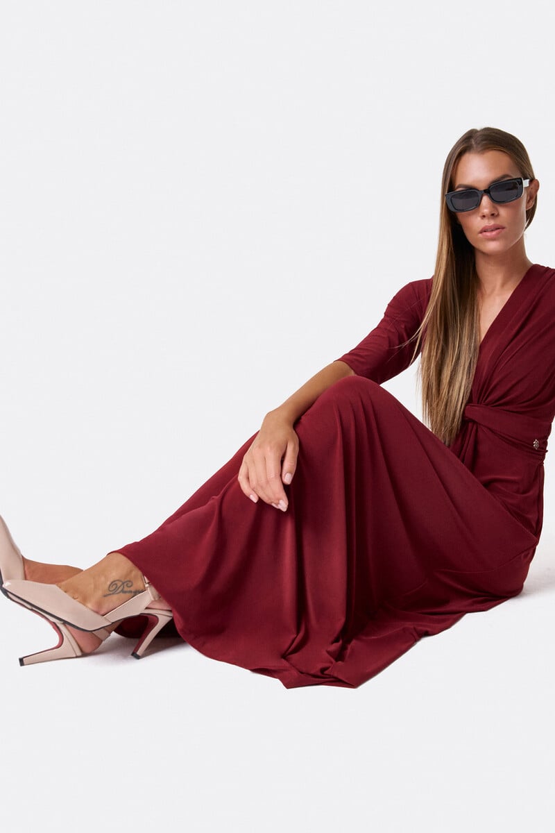 Cortefiel Maxi Vestido Con Nudo