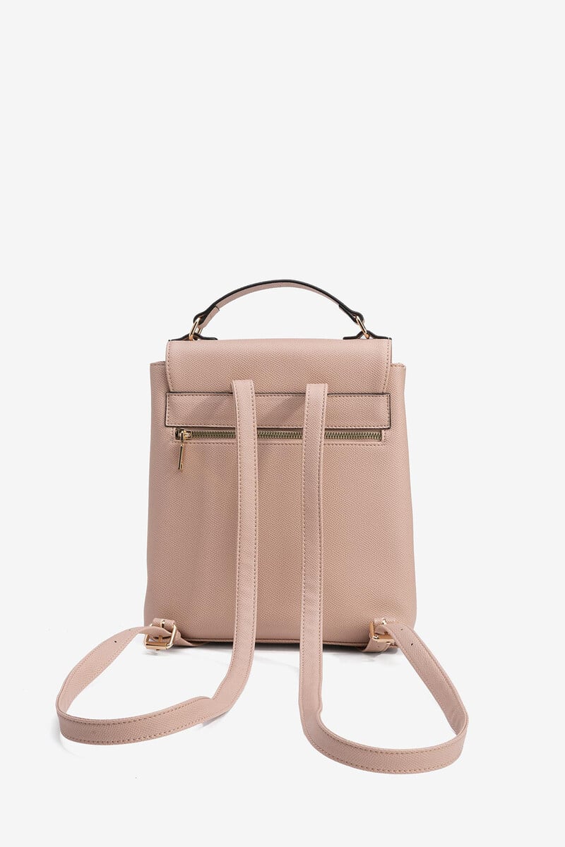 Cortefiel Mochila De Piel Sintética Con Solapa