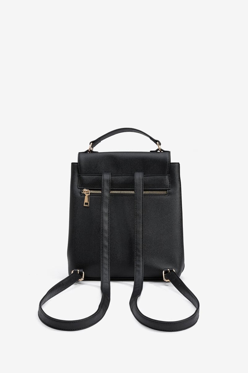 Cortefiel Mochila De Piel Sintética Con Solapa