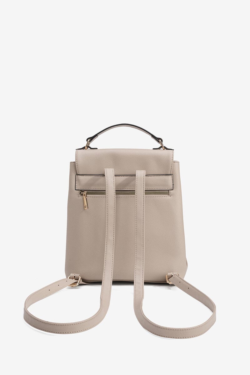 Cortefiel Mochila De Piel Sintética Con Solapa