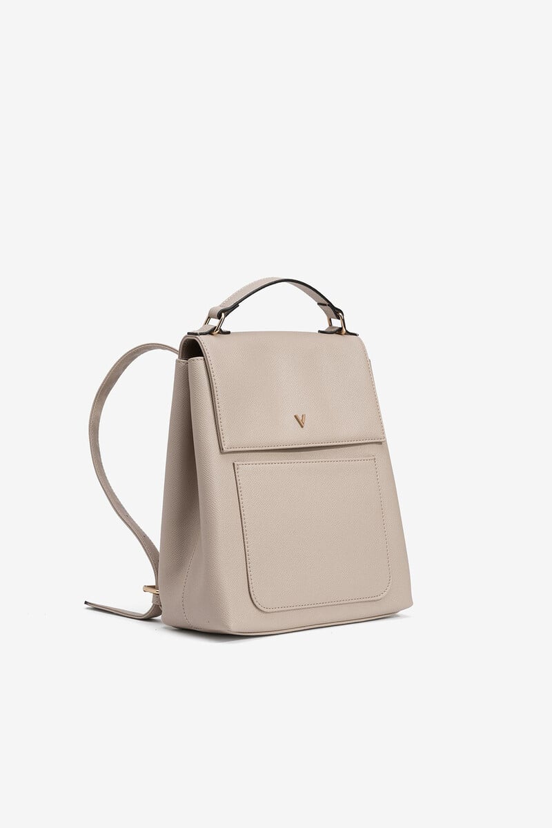 Cortefiel Mochila De Piel Sintética Con Solapa