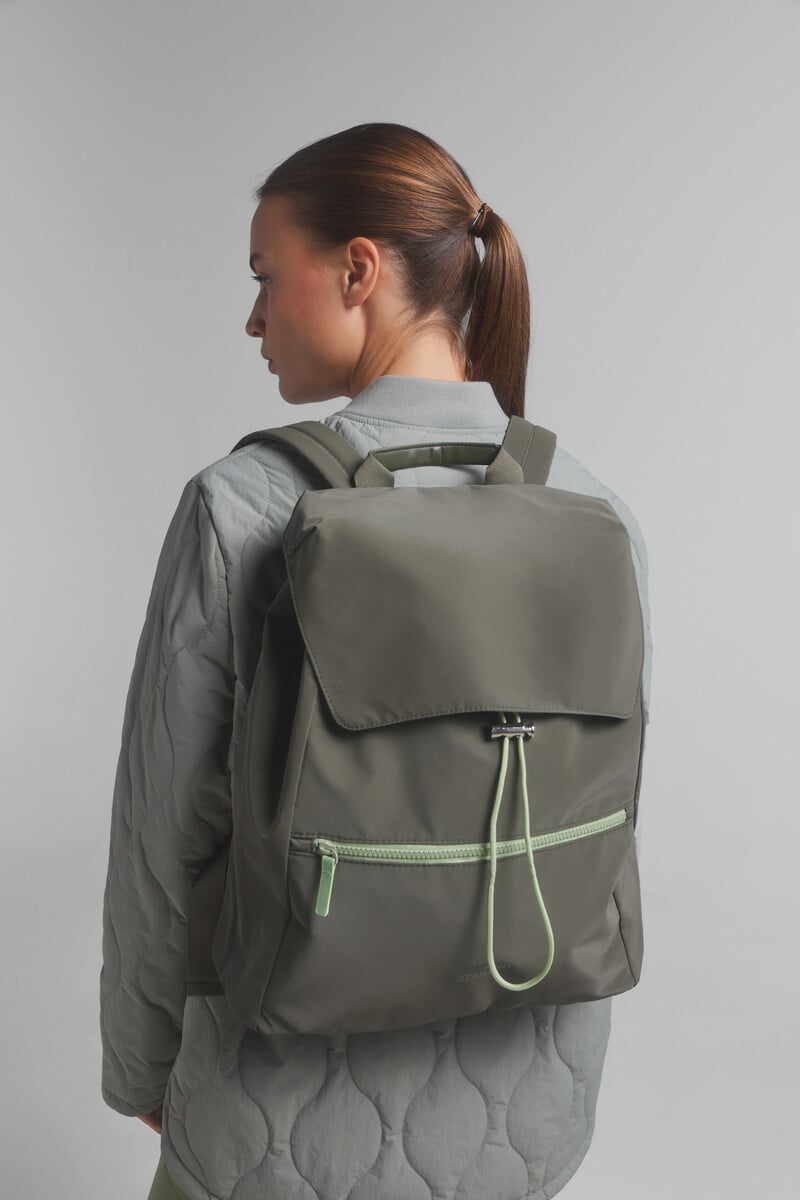 Cortefiel Mochila Tejido Técnico Kaki