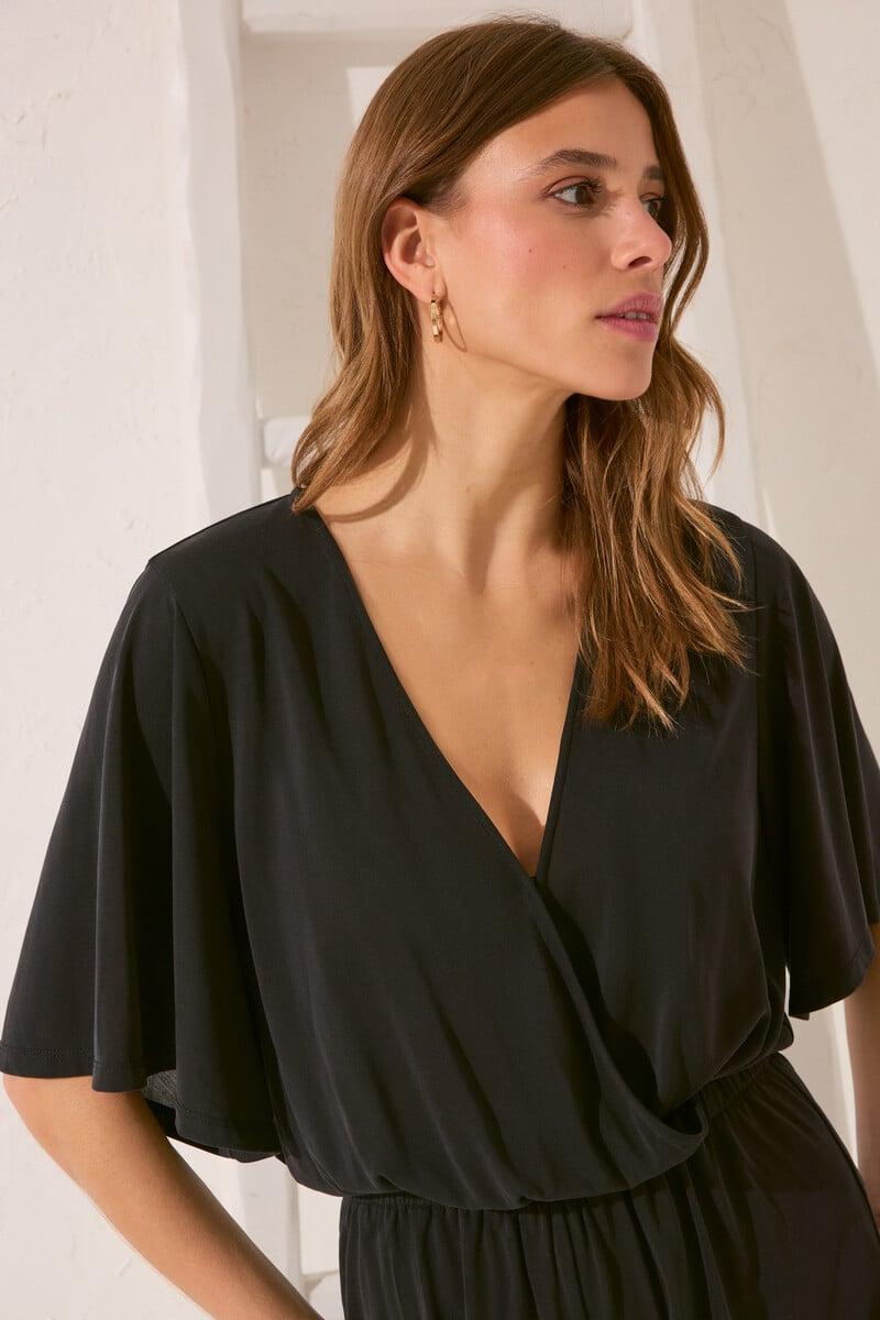 Cortefiel Mono Largo Negro Cintura Elástica