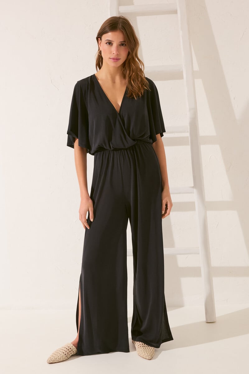 Cortefiel Mono Largo Negro Cintura Elástica