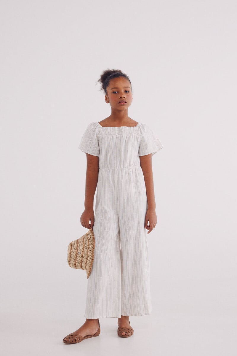 Cortefiel Mono lino rayas niña