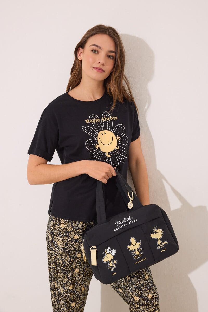 Cortefiel Neceser grande Snoopy nylon negro