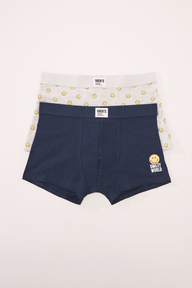 Cortefiel Pack 2 Calzoncillos Bóxer Algodón Smiley