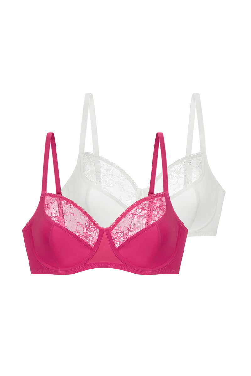 Cortefiel Pack 2 sujetadores encaje rosa y nude