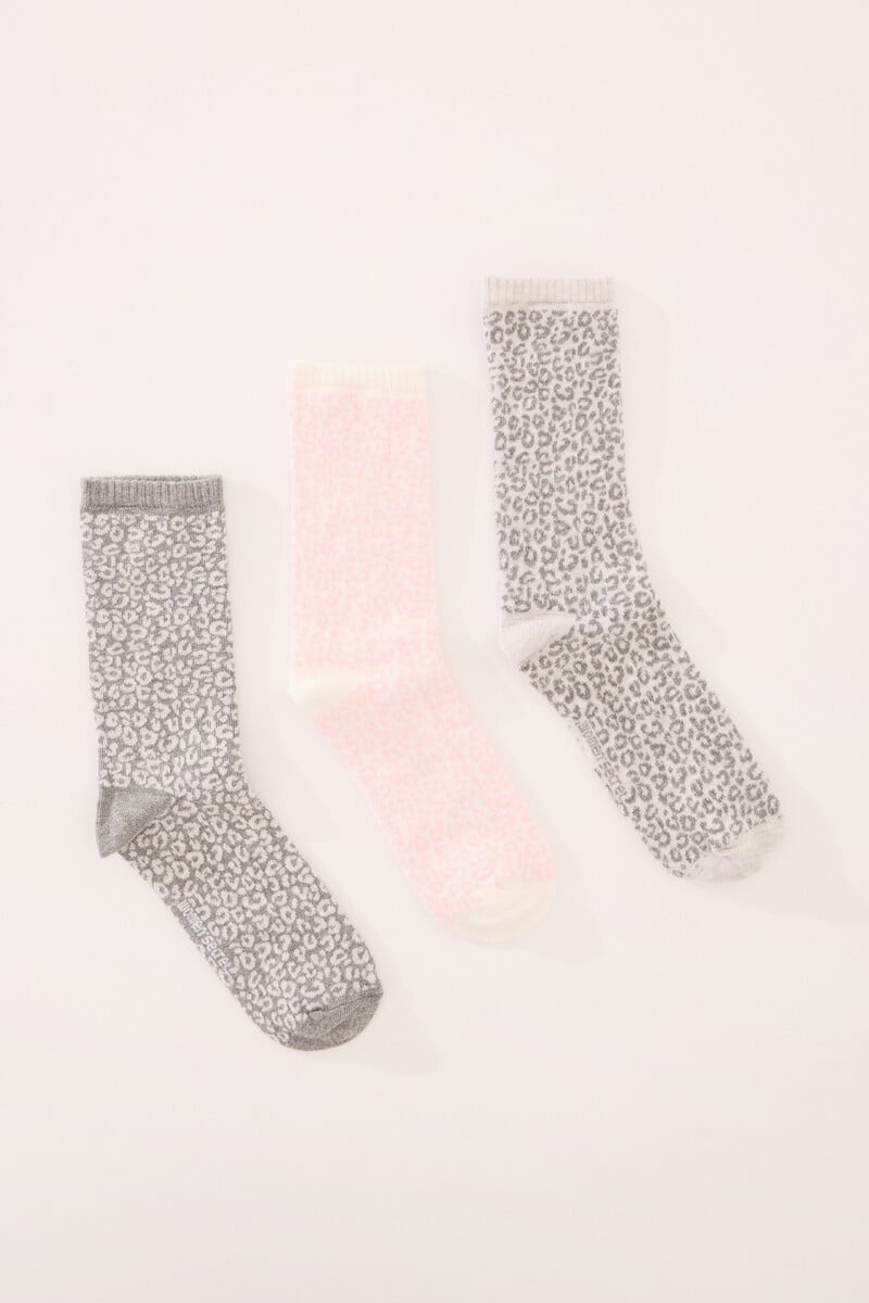 Cortefiel Pack 3 calcetines altos animal print