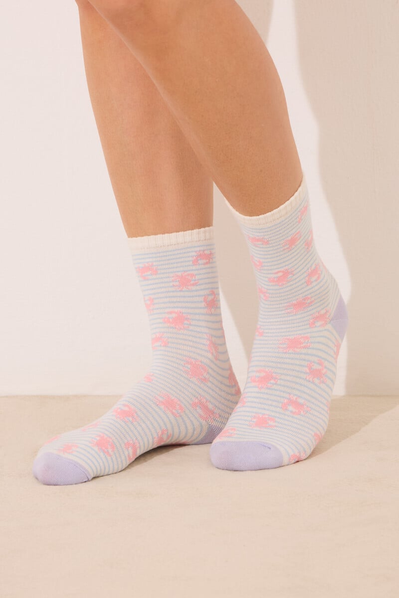 Cortefiel Pack 3 Calcetines Altos Print Cangrejos