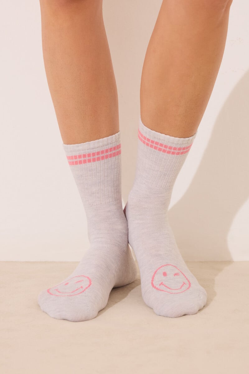 Cortefiel Pack 3 Calcetines Altos Print Smiley