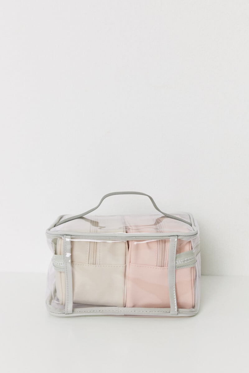 Cortefiel Pack 3 Neceseres Rosa Y Beige
