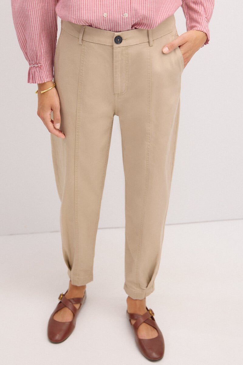 Cortefiel Paloma. Pantalón De Algodón Con Pinzas