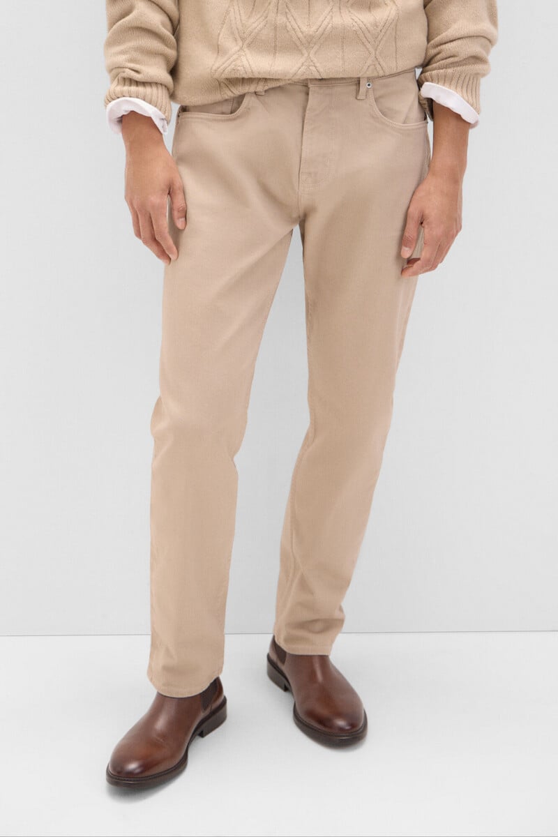 Cortefiel Pantalón 5 Bolsillos Color Regular Fit