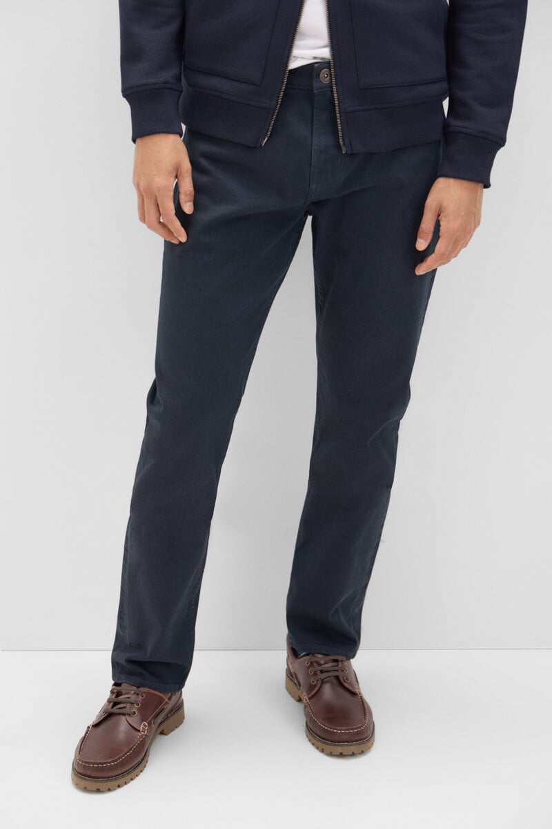 Cortefiel Pantalón 5 Bolsillos Color Regular Fit