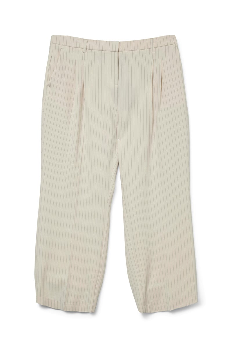 Cortefiel Pantalón ancho de rayas talla grande