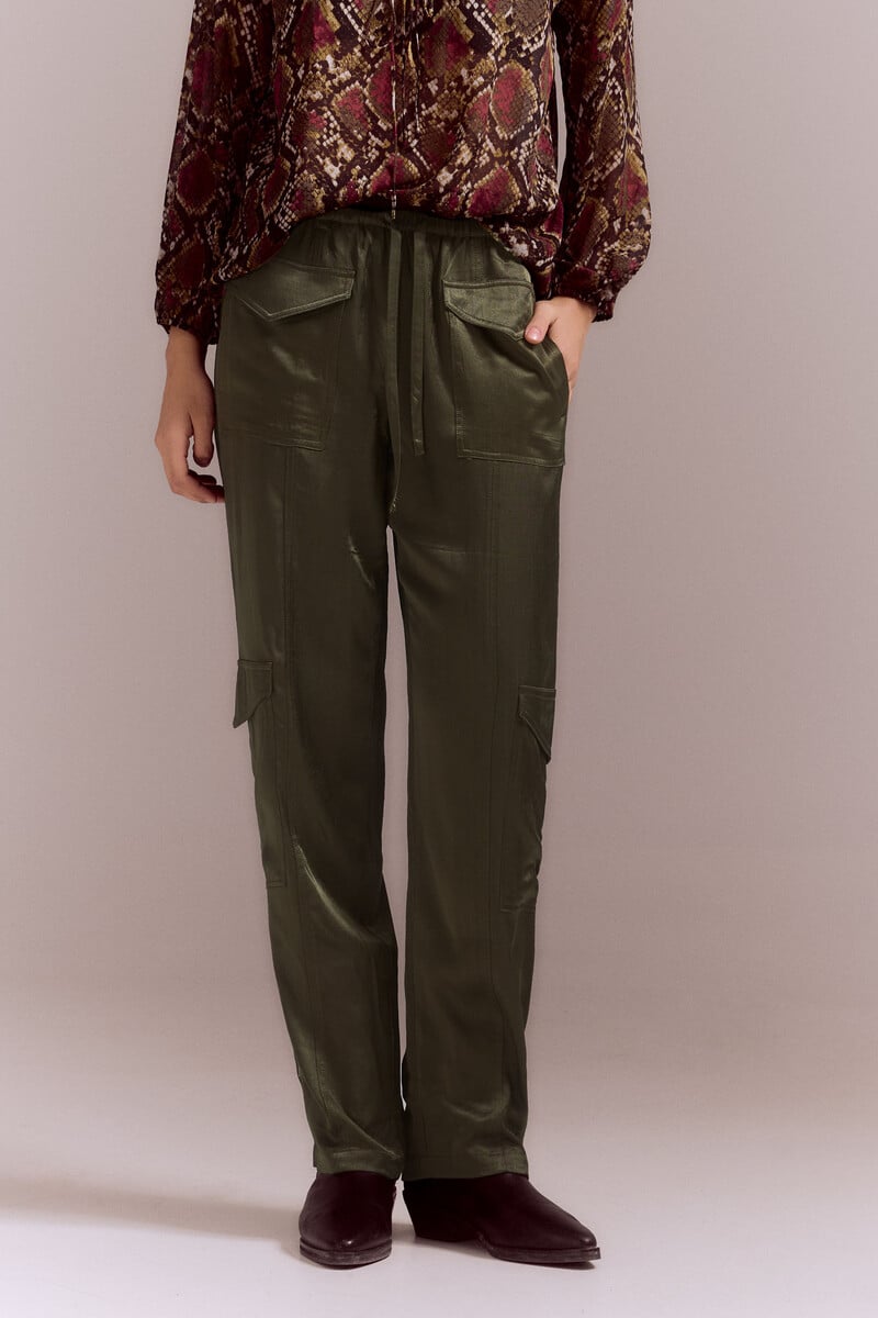 Cortefiel Pantalón Cargo Satinado