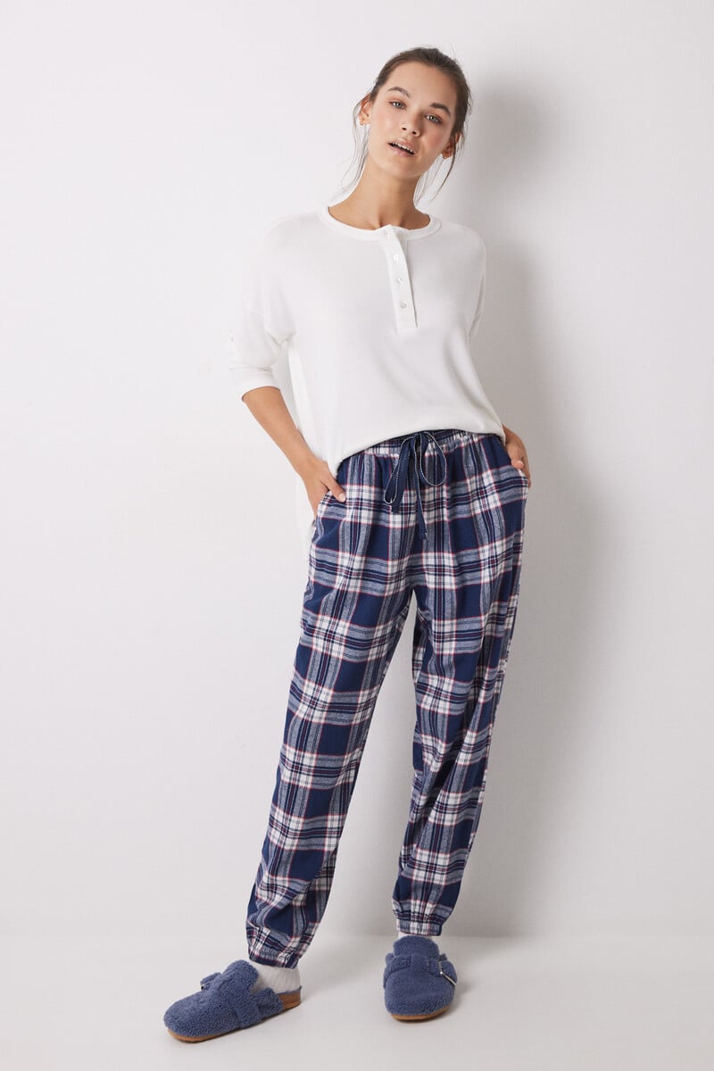 Cortefiel Pantalón Carrot 100% Algodón Cuadros