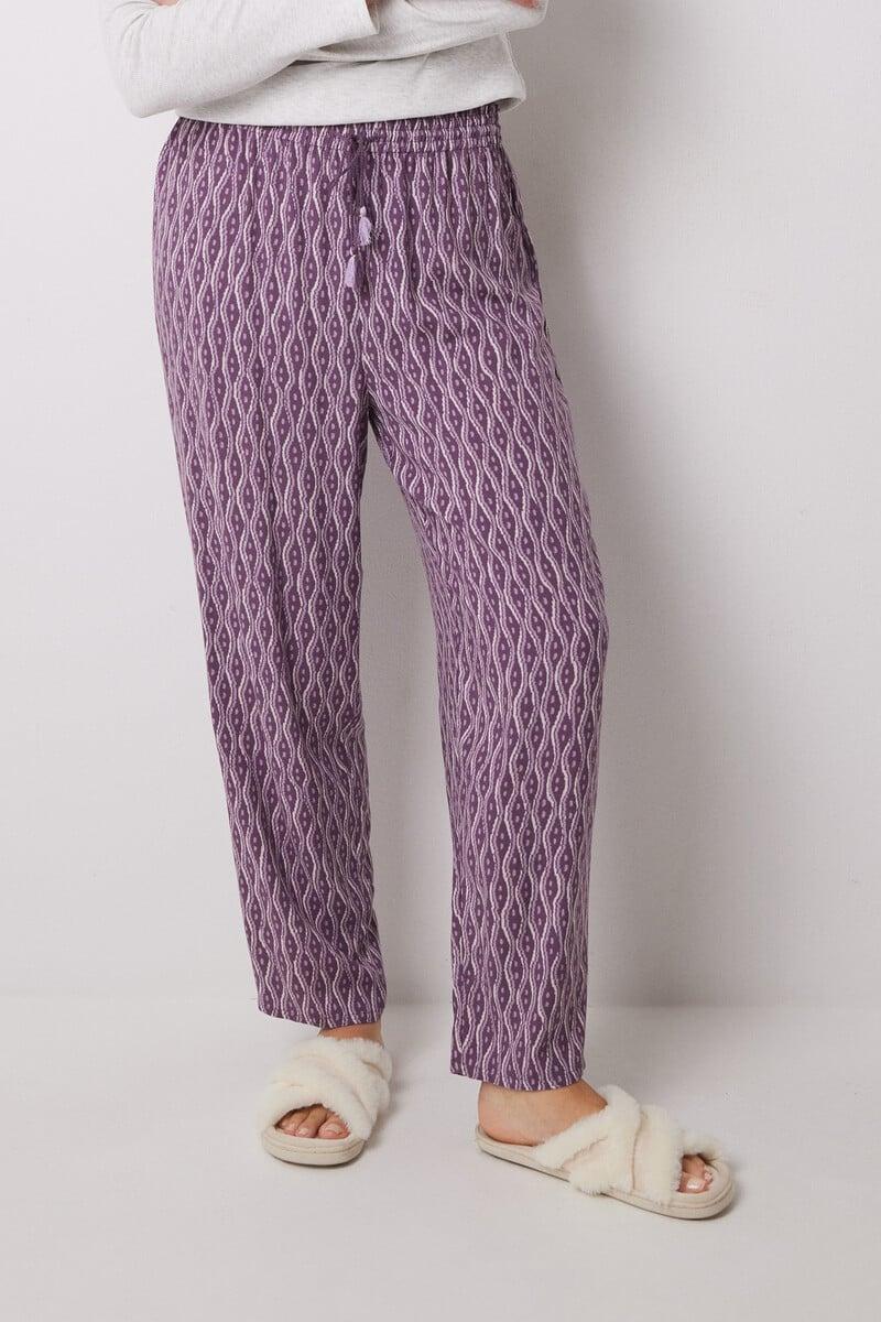 Cortefiel Pantalón Carrot Viscosa Estampado Ikat