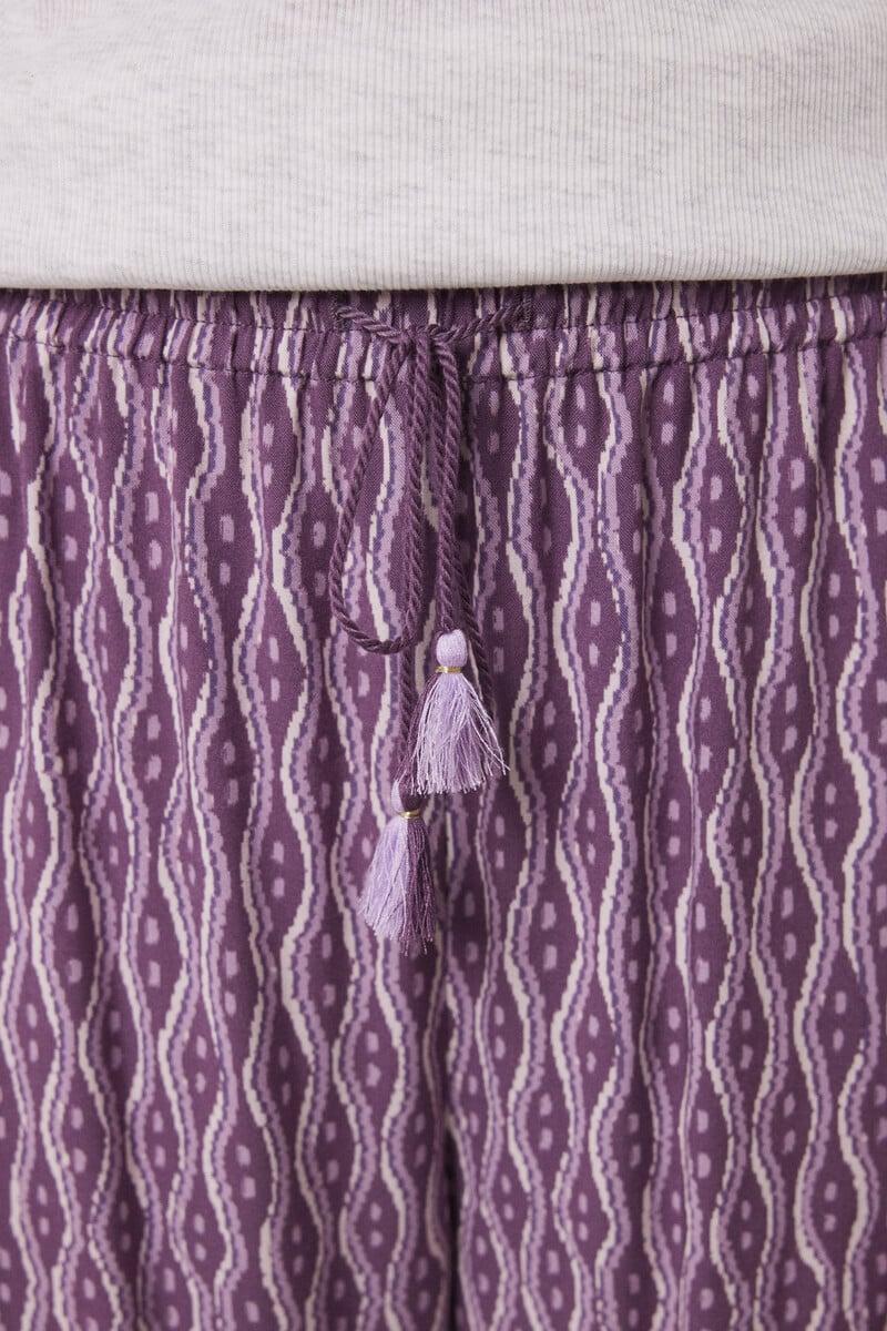 Cortefiel Pantalón Carrot Viscosa Estampado Ikat