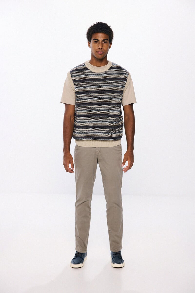 Cortefiel Pantalón Chino Color Lavado Relax Fit