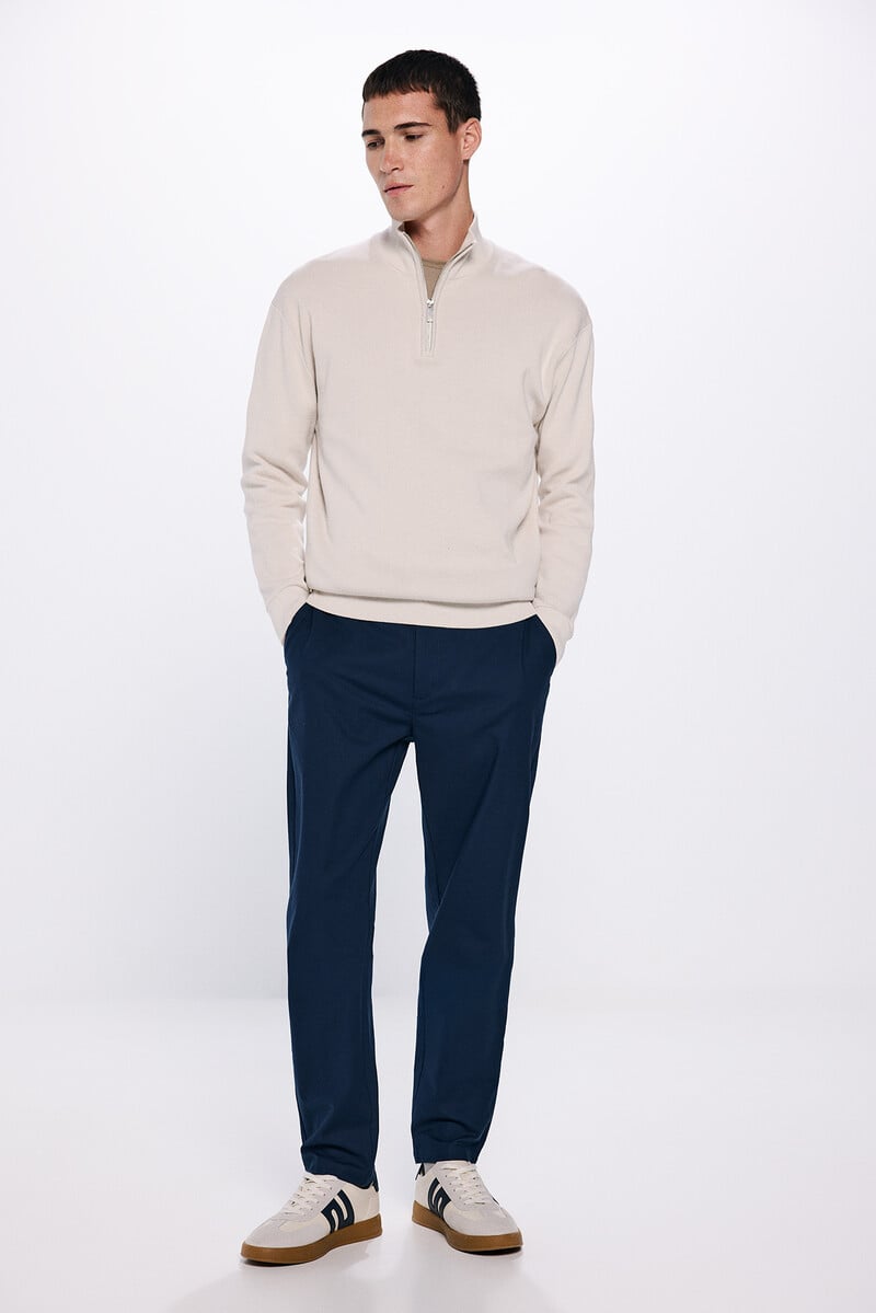 Cortefiel Pantalón chino vestir estructura bicolor
