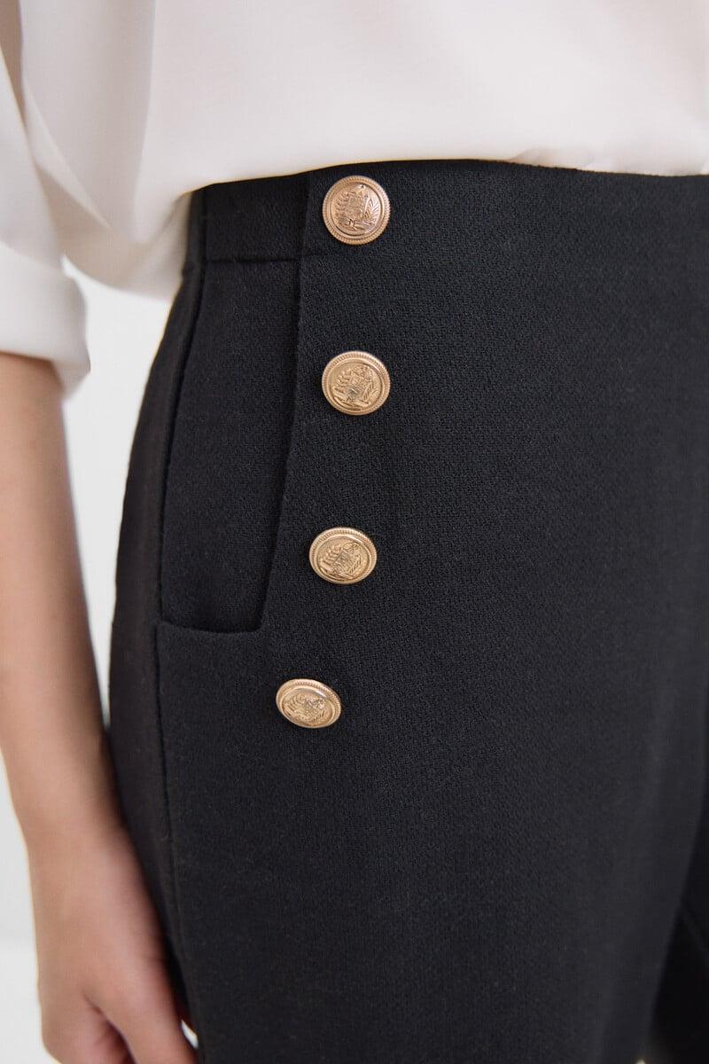 Cortefiel Pantalón Crop Con Botones
