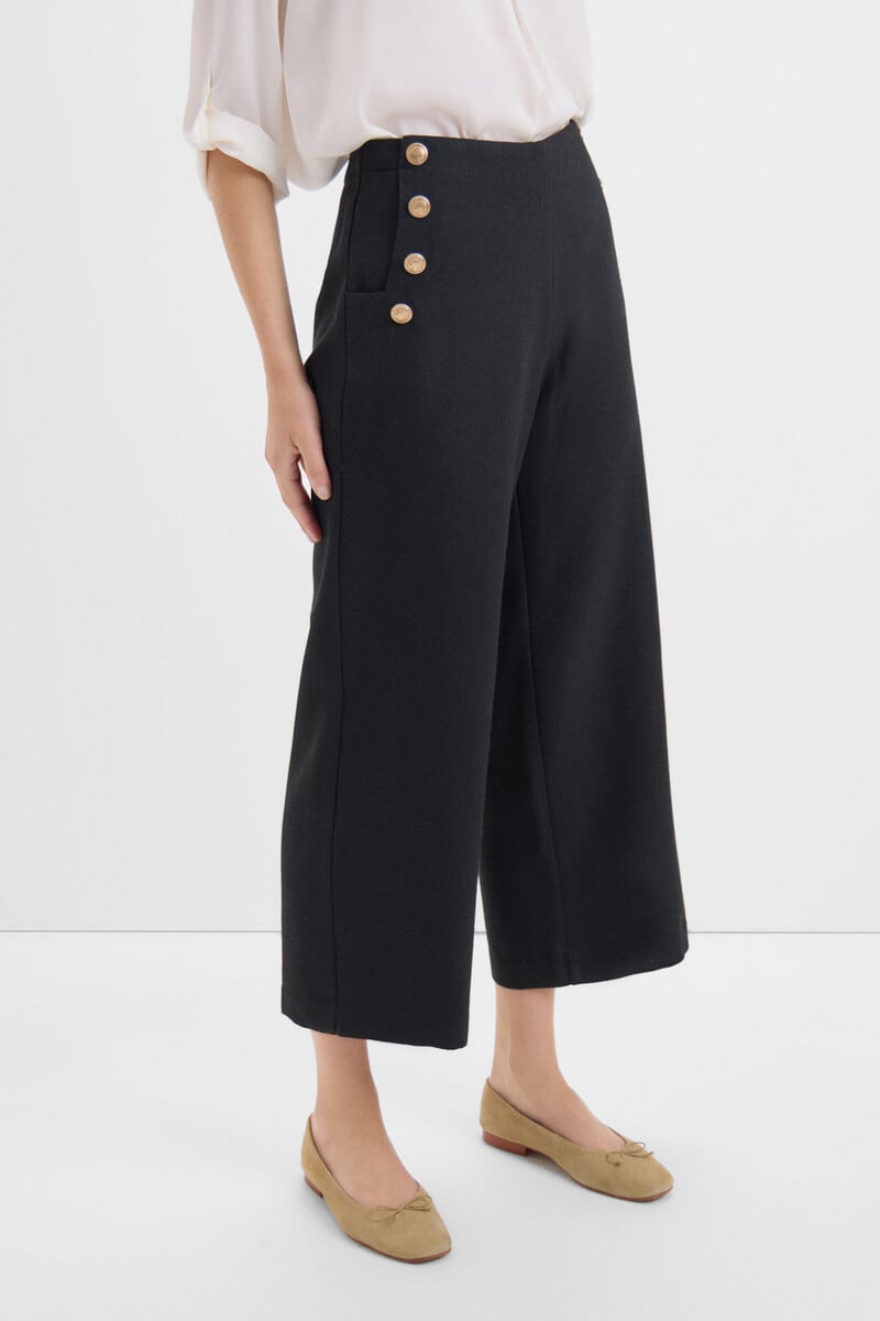 Cortefiel Pantalón Crop Con Botones