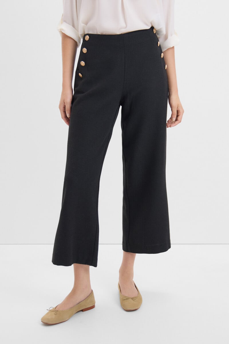 Cortefiel Pantalón Crop Con Botones
