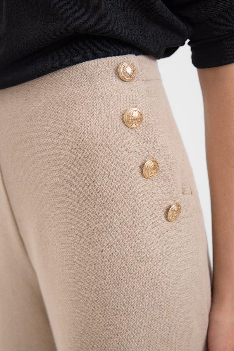 Cortefiel Pantalón Crop Con Botones