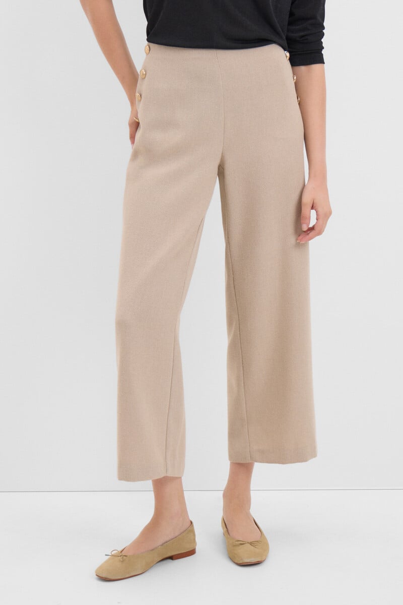 Cortefiel Pantalón Crop Con Botones